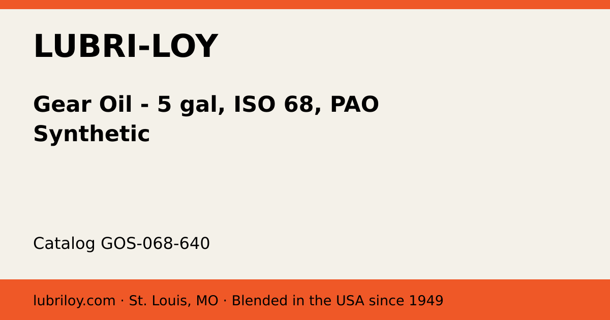 GOS-068-640 Synthetic EP Gear Oil ISO 68, 5 Gal - Lubri-Loy