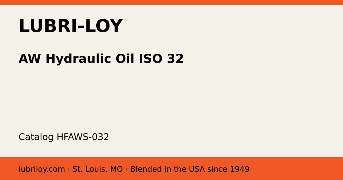 AW Hydraulic Oil ISO 32 (HFAWS-032), Lubri-Loy product card
