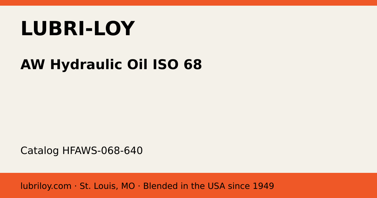 AW Hydraulic Oil ISO 68 (HFAWS-068-640), Lubri-Loy product card